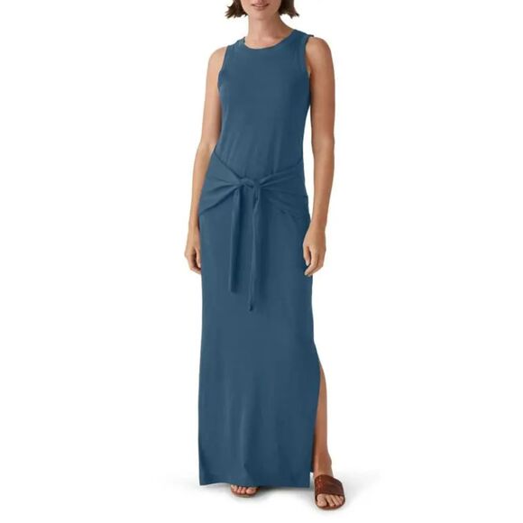 Michael Stars Solange Tie Waist jersey maxi dress - pebble | Size S - Picture 1 of 8